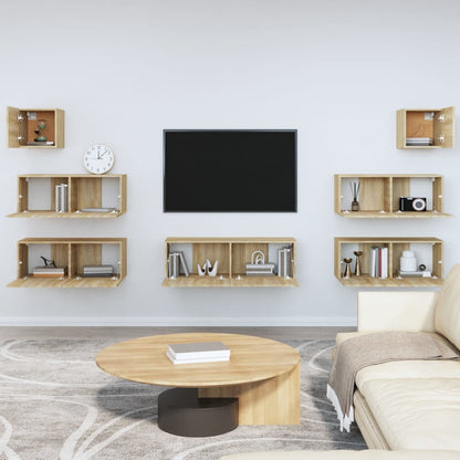 Set di Mobili Porta TV 7 pz Rovere Sonoma in Legno Multistrato - homemem39