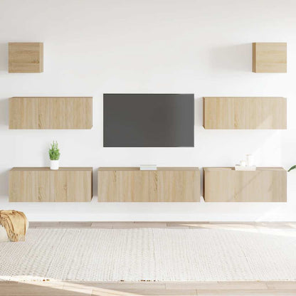 Set di Mobili Porta TV 7 pz Rovere Sonoma in Legno Multistrato - homemem39