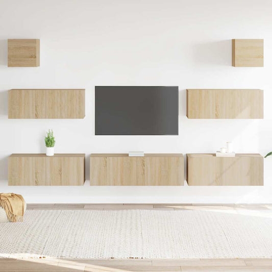 Set di Mobili Porta TV 7 pz Rovere Sonoma in Legno Multistrato - homemem39