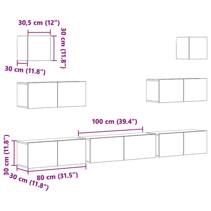 Set di Mobili Porta TV 7 pz Rovere Fumo in Legno Multistrato | homemem39