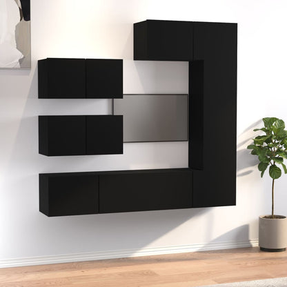 Set Mobili Porta TV 6 pz Nero in Legno Multistrato - homemem39