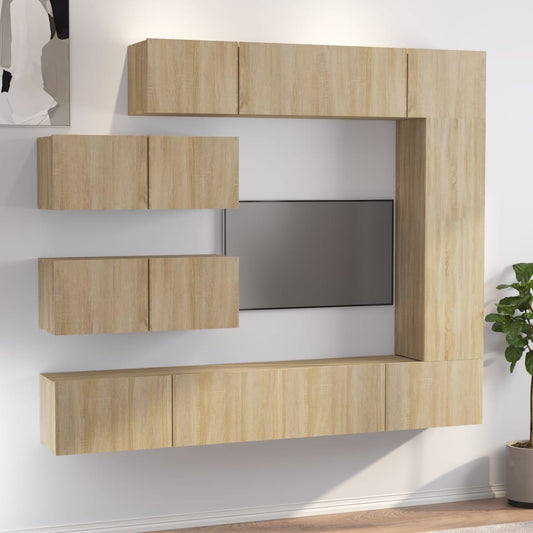 Set di Mobili Porta TV 7 pz Rovere Sonoma in Legno Multistrato