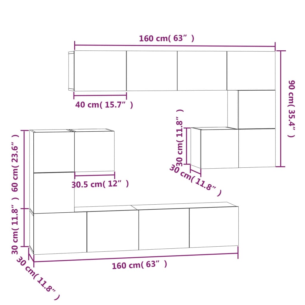 Mobile Porta TV a Parete Rovere Fumo in Legno Multistrato | homemem39