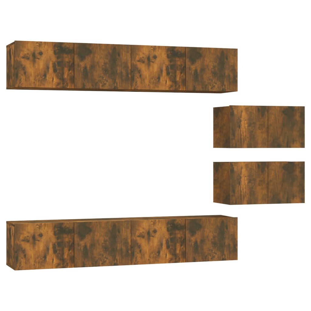 Set di Mobili Porta TV 6 pz Rovere Fumo in Legno Multistrato - homemem39