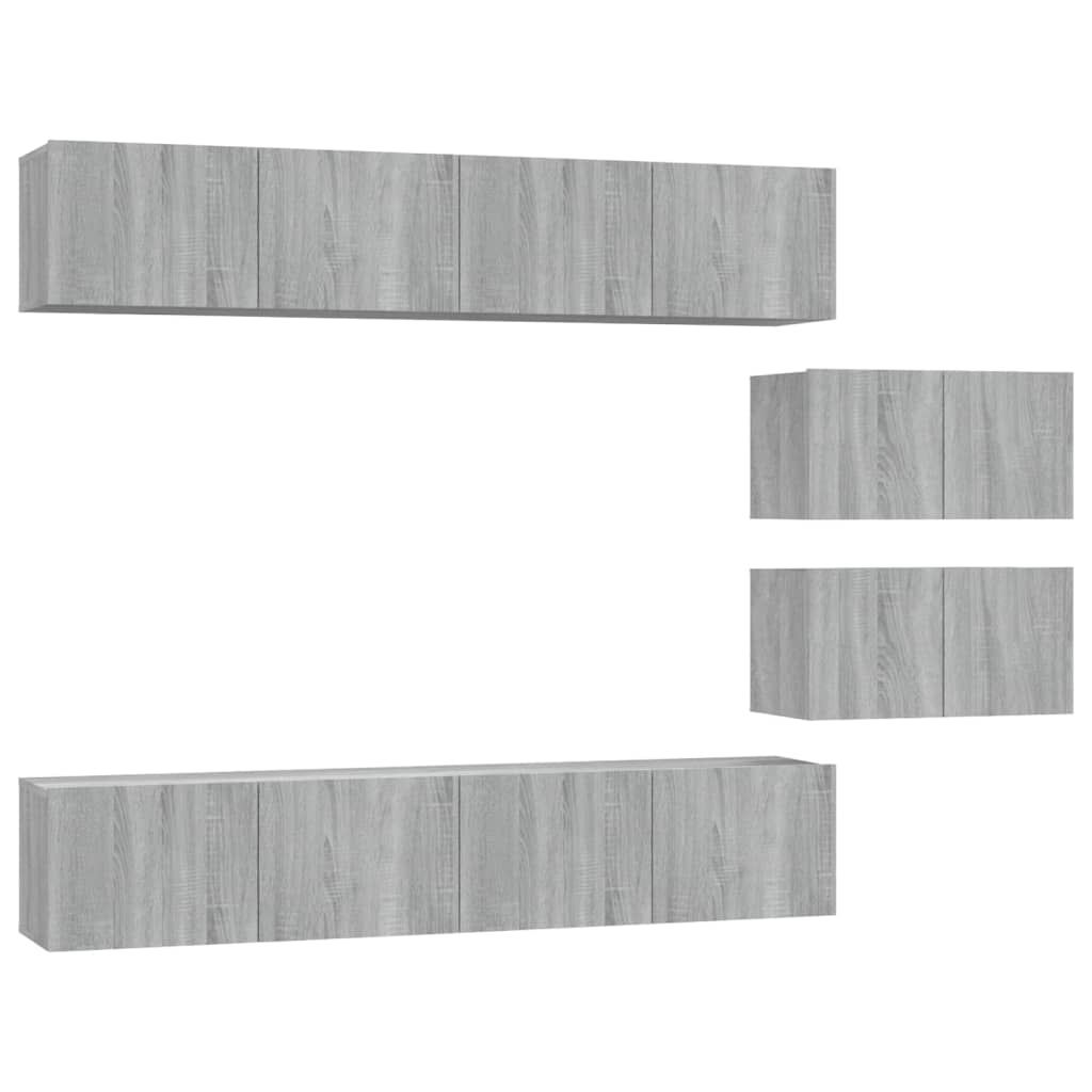Set di Mobili Porta TV 6 pz Grigio Sonoma in Legno Multistrato - homemem39
