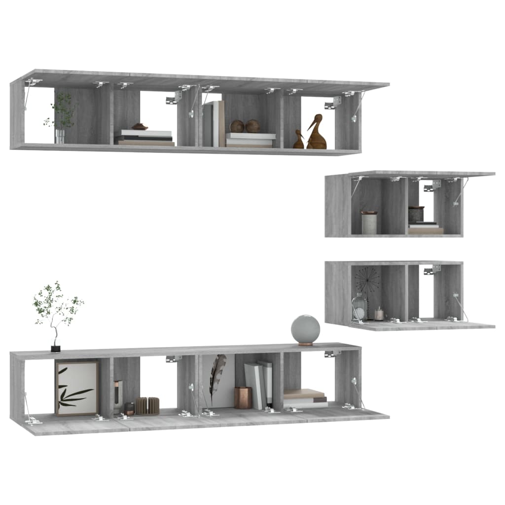 Set di Mobili Porta TV 6 pz Grigio Sonoma in Legno Multistrato - homemem39