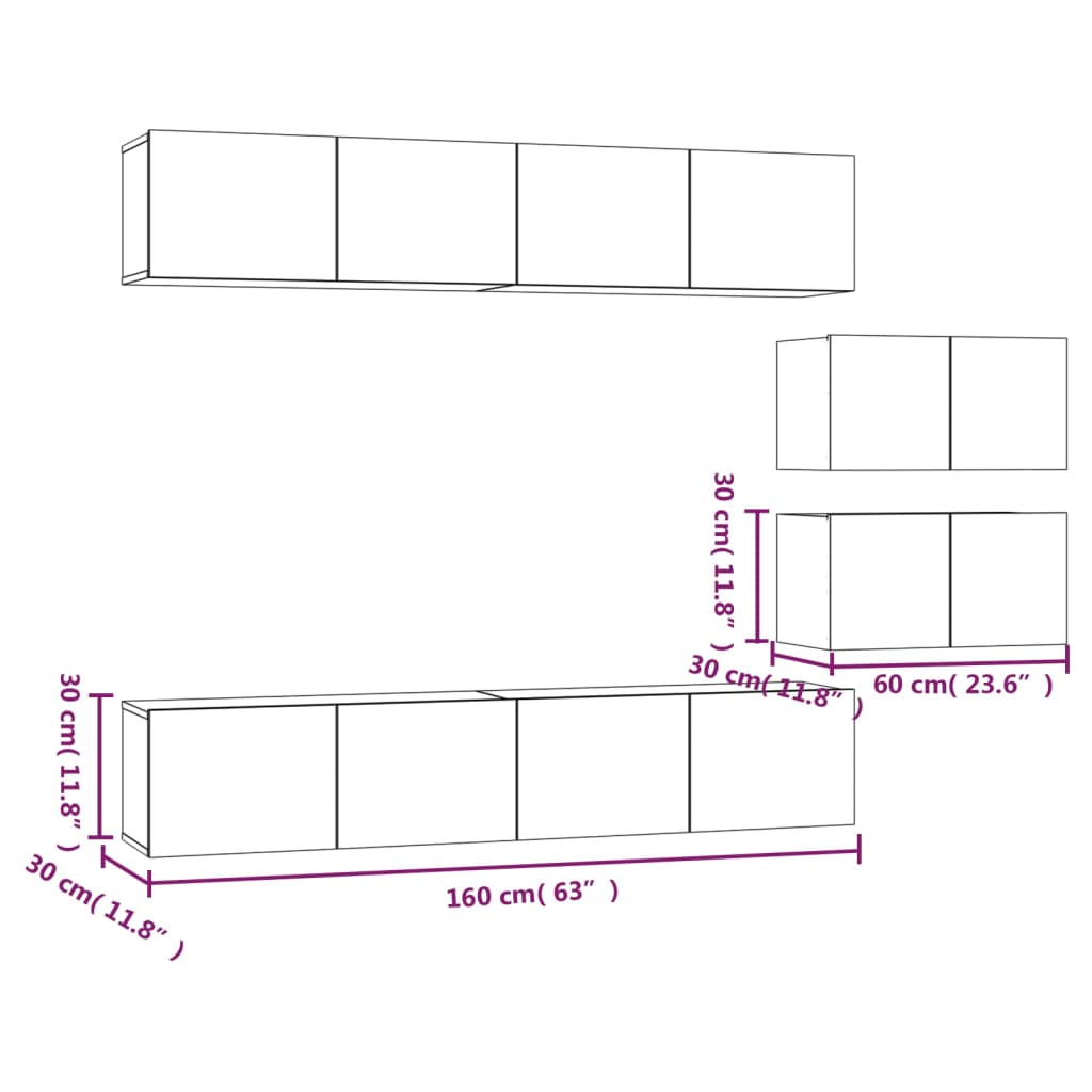 Set di Mobili Porta TV 6 pz Grigio Sonoma in Legno Multistrato - homemem39