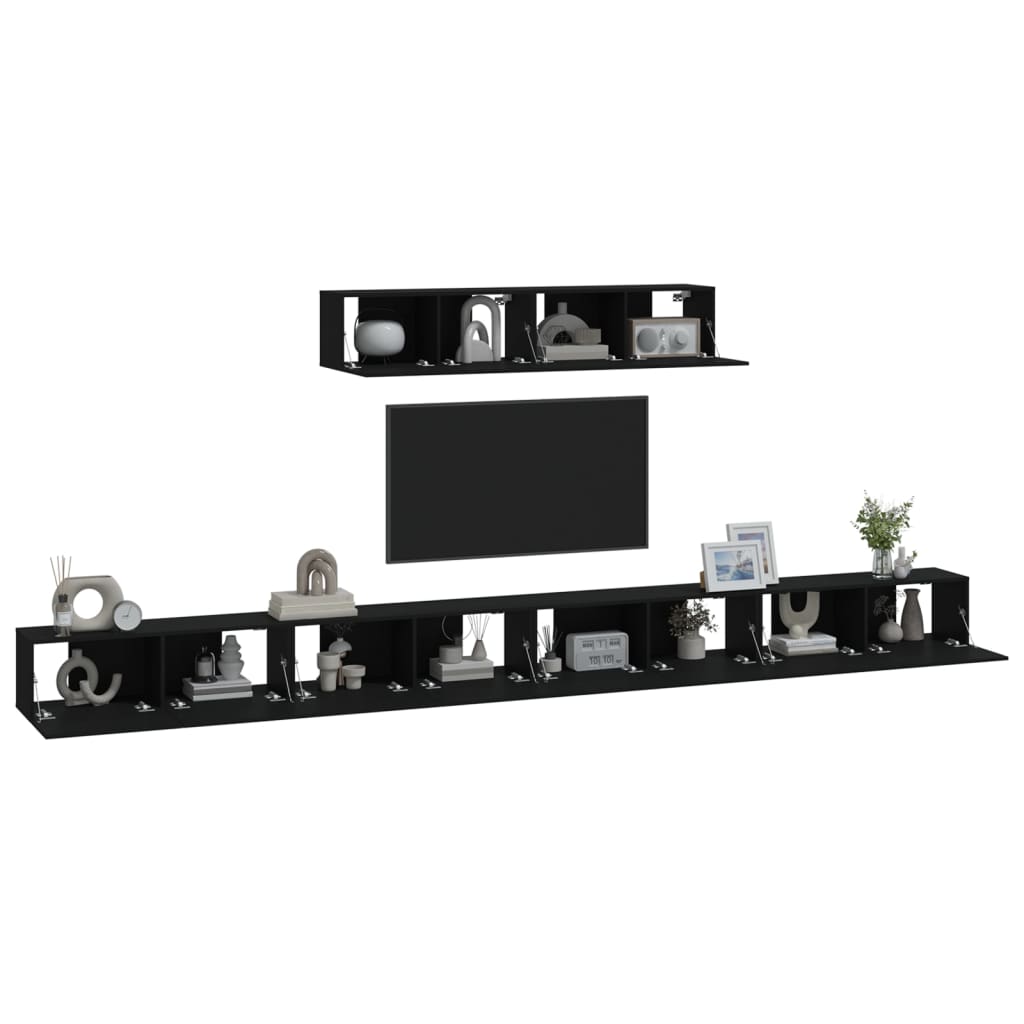 Set Mobili Porta TV 6 pz Nero in Legno Multistrato - homemem39