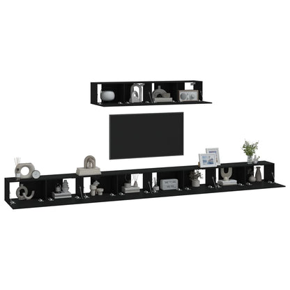 Set Mobili Porta TV 6 pz Nero in Legno Multistrato - homemem39