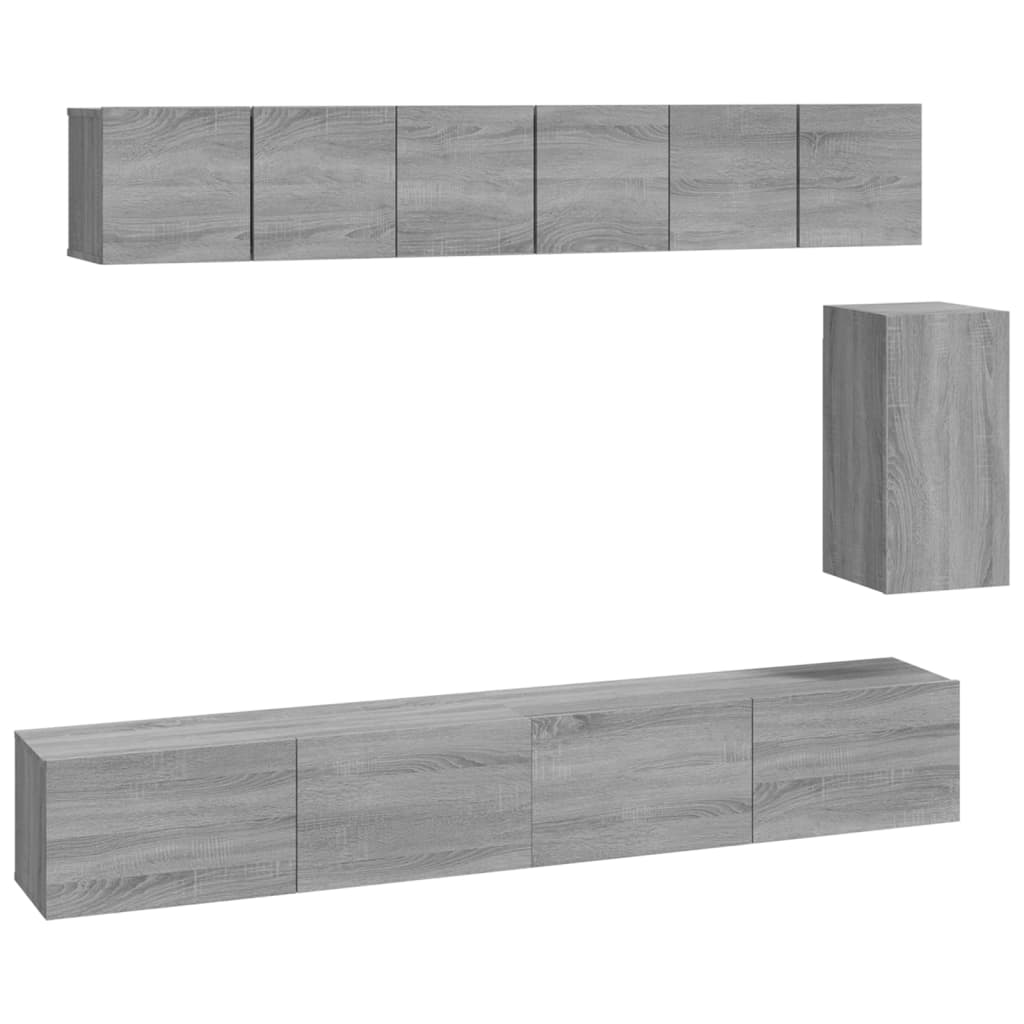 Set di Mobili Porta TV 6 pz Grigio Sonoma in Legno Multistrato - homemem39