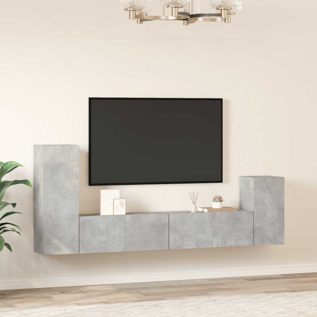 Set di Mobili Porta TV 4 pz Grigio Cemento in Legno Multistrato - homemem39