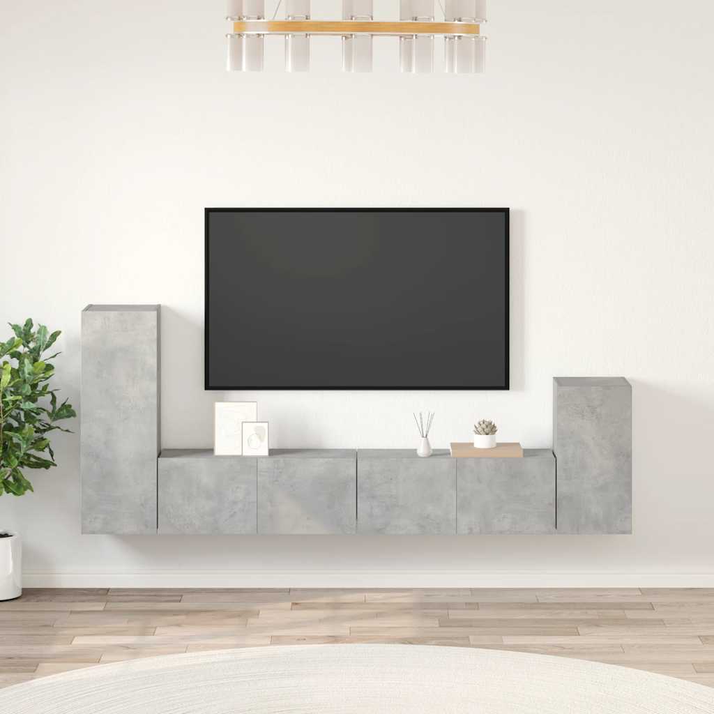Set di Mobili Porta TV 4 pz Grigio Cemento in Legno Multistrato - homemem39