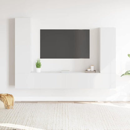 Set di Mobili Porta TV 4 pz Bianco in Legno Multistrato