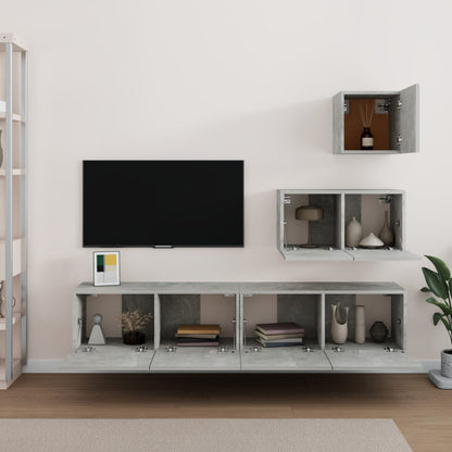 Set di Mobili Porta TV 4 pz Grigio Cemento in Legno Multistrato - homemem39