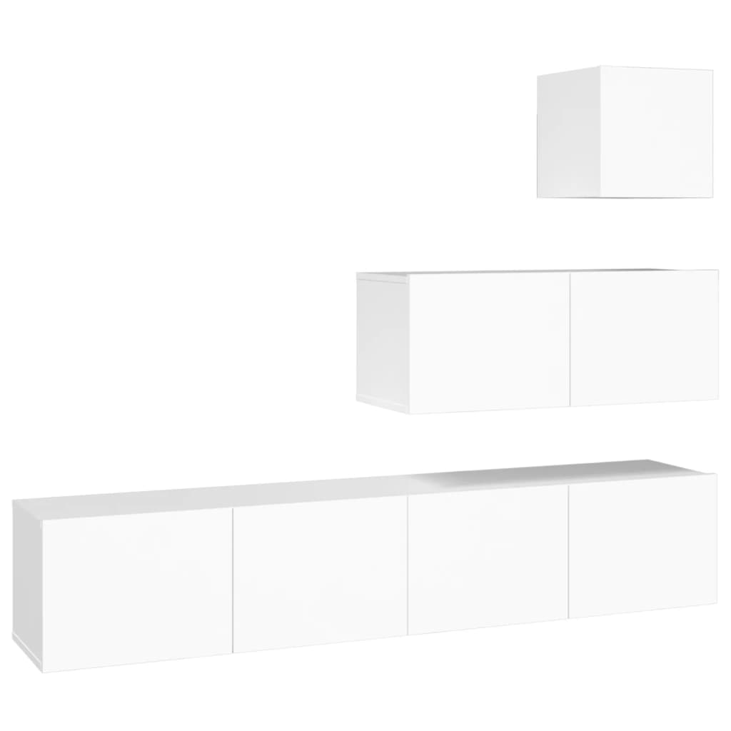 Set di Mobili Porta TV 4 pz Bianco in Legno Multistrato - homemem39