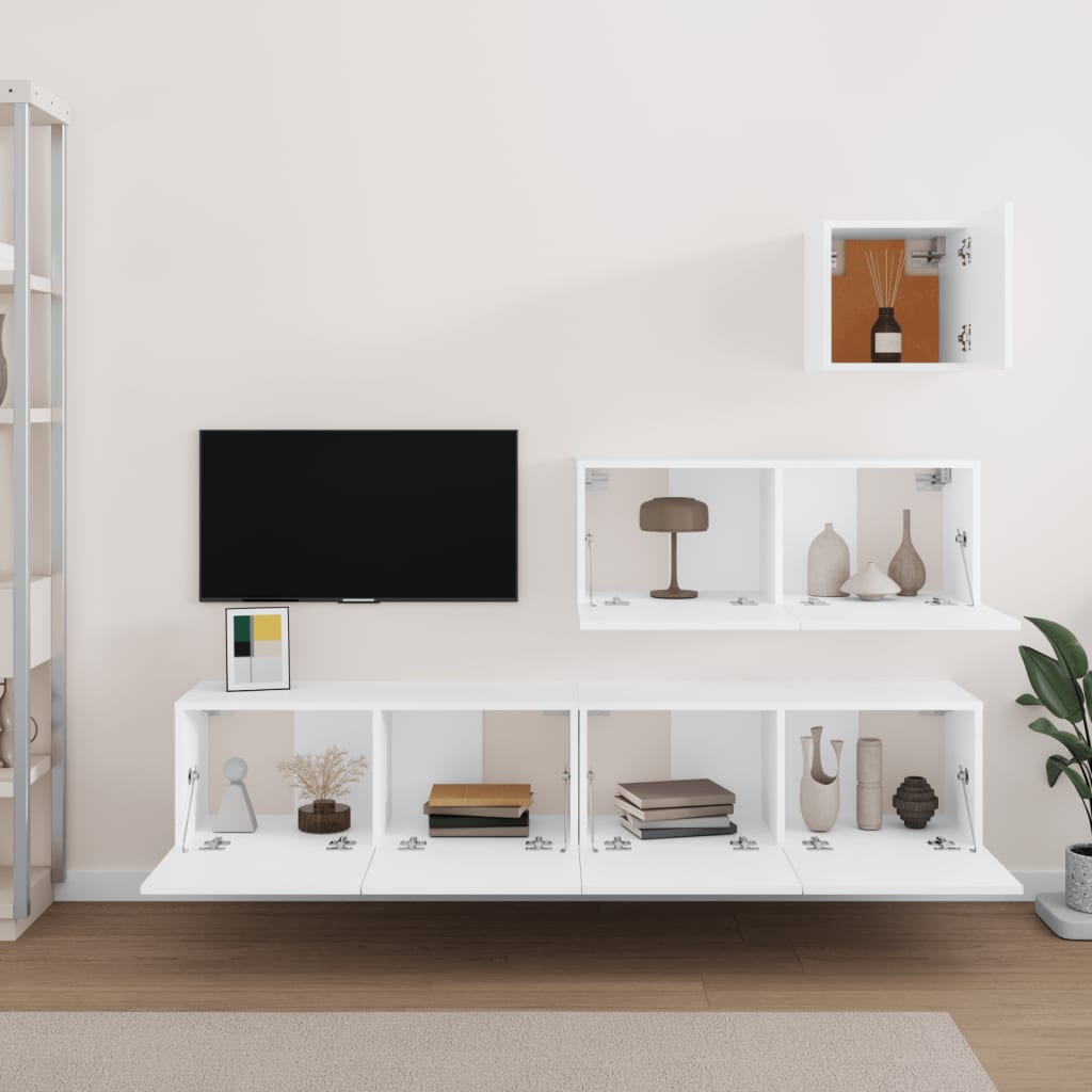 Set di Mobili Porta TV 4 pz Bianco in Legno Multistrato - homemem39