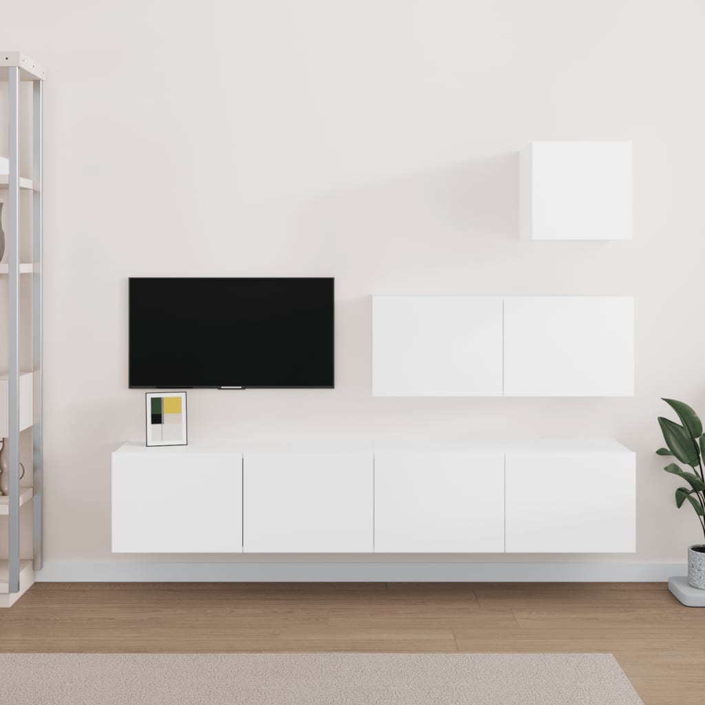 Set di Mobili Porta TV 4 pz Bianco in Legno Multistrato - homemem39