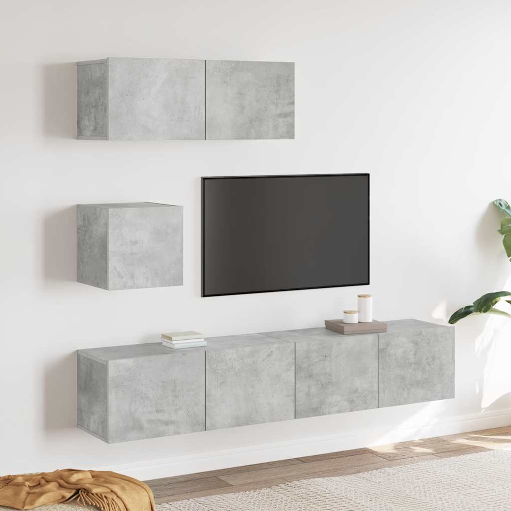 Set di Mobili Porta TV 4 pz Grigio Cemento in Legno Multistrato - homemem39