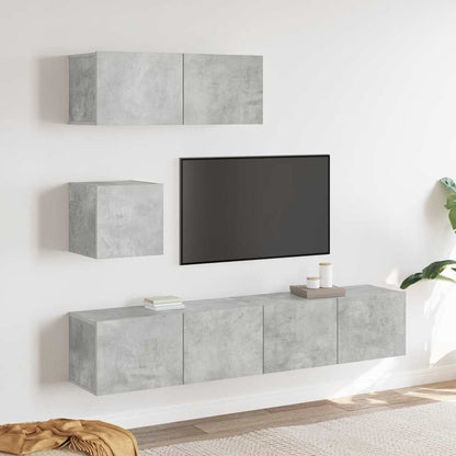Set di Mobili Porta TV 4 pz Grigio Cemento in Legno Multistrato - homemem39