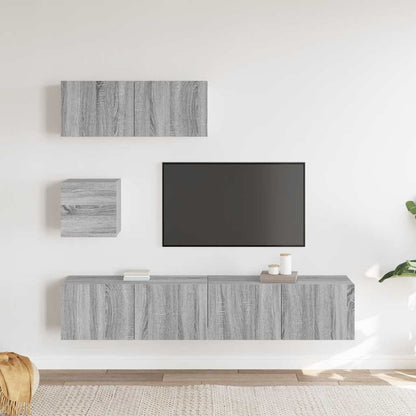 Set di Mobili Porta TV 4 pz Grigio Sonoma in Legno Multistrato - homemem39