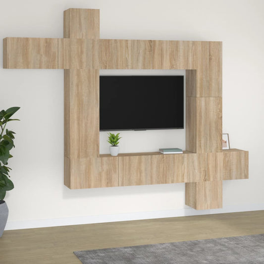 Set Mobili Porta TV 9 pz Rovere Sonoma in Legno Multistrato