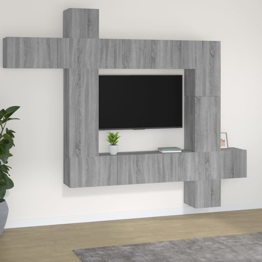 Set di Mobili Porta TV 9 pz Grigio Sonoma in Legno Multistrato - homemem39