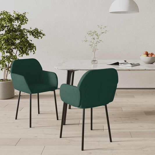 Sedie da Pranzo 2 pz Verde Scuro in Velluto