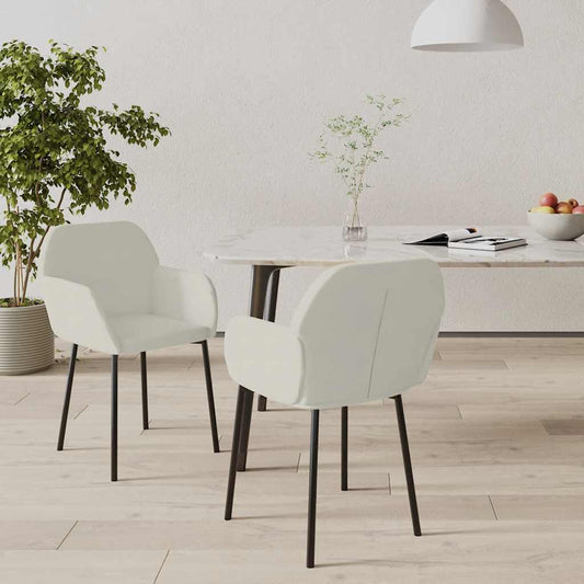 Sedie da Pranzo 2 pz Crema in Velluto | homemem39