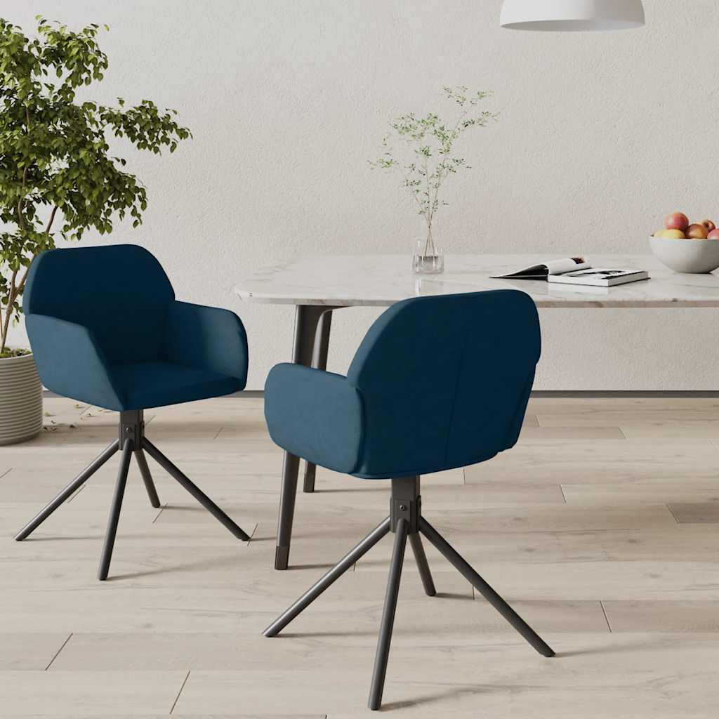 Sedie da Pranzo Girevoli 2 pz Blu in Velluto | homemem39