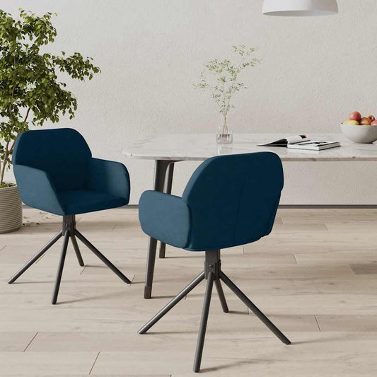 Sedie da Pranzo Girevoli 2 pz Blu in Velluto | homemem39