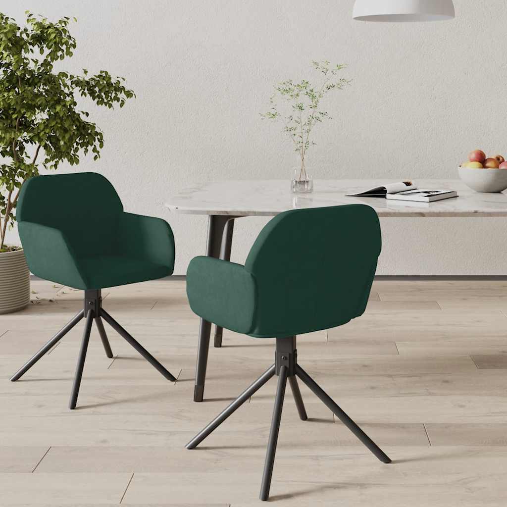 Sedie da Pranzo Girevoli 2 pz Verde Scuro in Velluto | homemem39