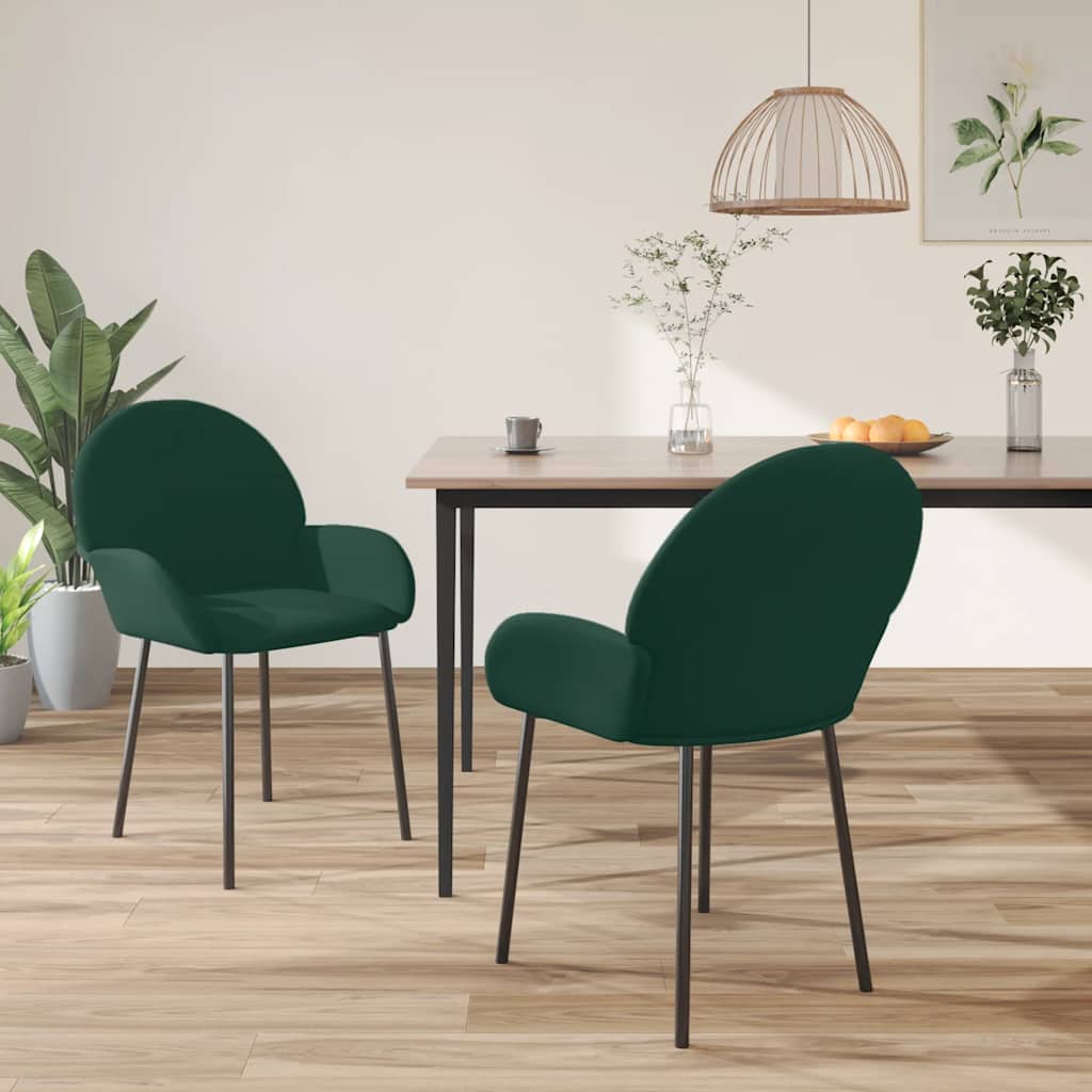 Sedie da Pranzo 2 pz Verde Scuro in Velluto | homemem39
