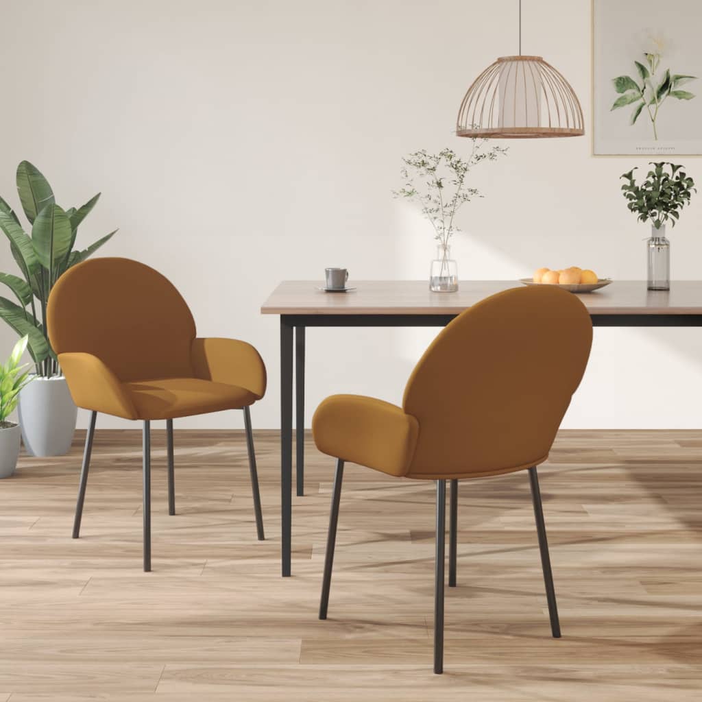 Sedie da Pranzo 2 pz Marroni in Velluto | homemem39