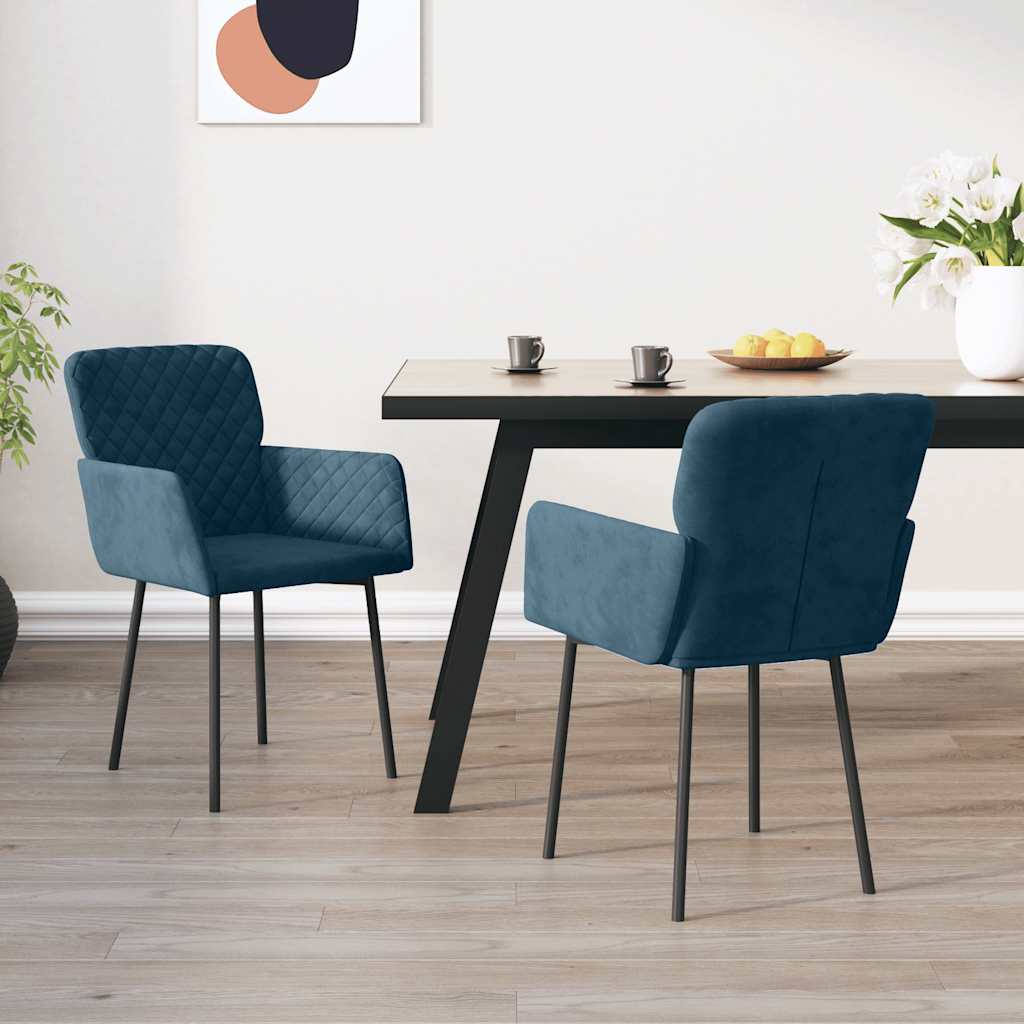 Sedie da Pranzo 2 pz Blu in Velluto | homemem39