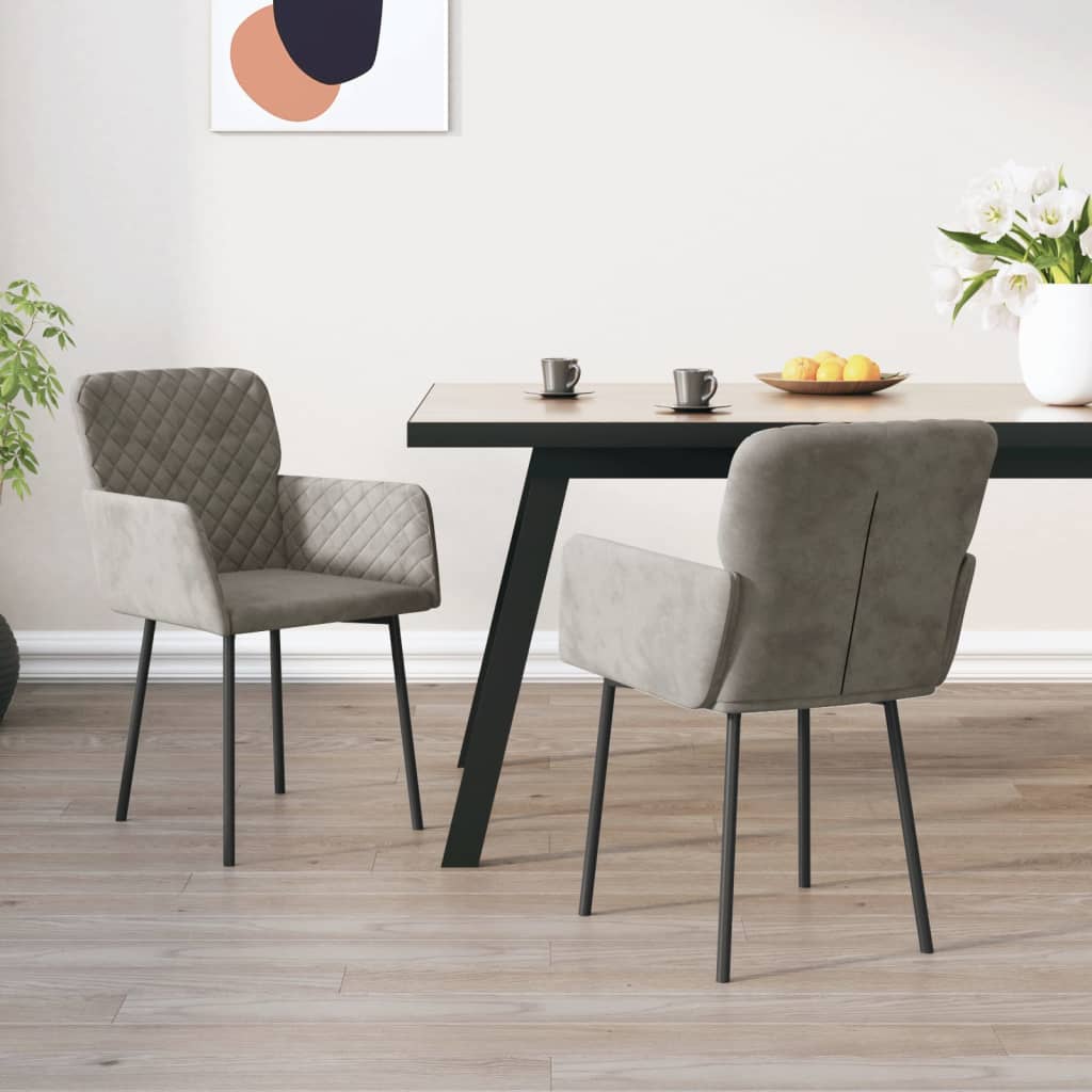 Sedie da Pranzo 2 pz Grigio Chiaro in Velluto | homemem39