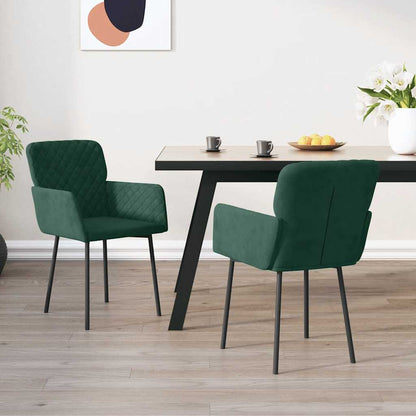 Sedie da Pranzo 2 pz Verde Scuro in Velluto