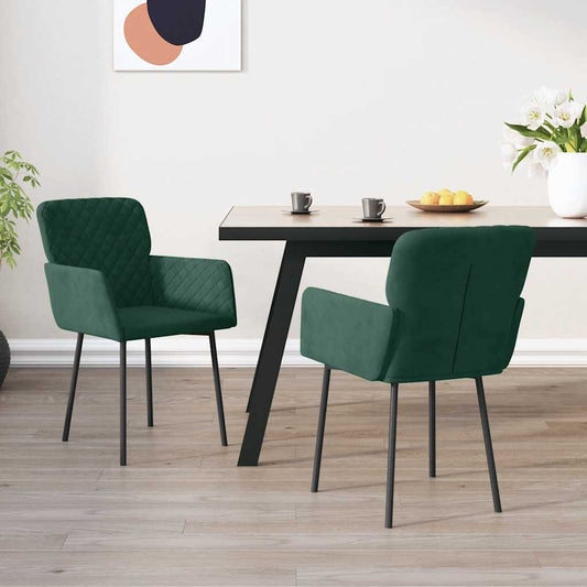 Sedie da Pranzo 2 pz Verde Scuro in Velluto