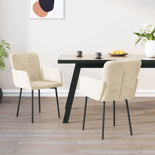 Sedie da Pranzo 2 pz Crema in Velluto | homemem39