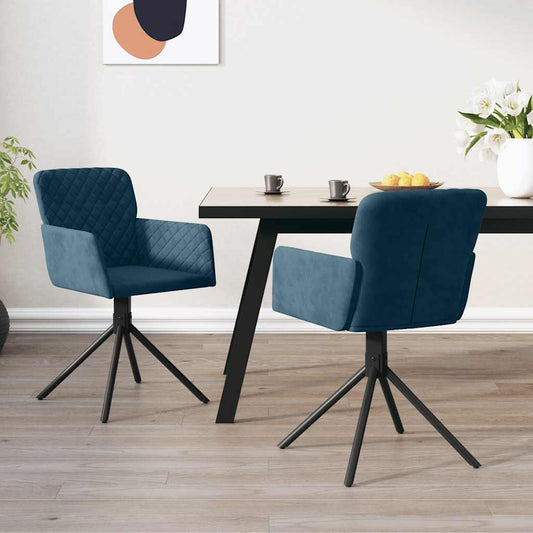 Sedie da Pranzo Girevoli 2 pz Blu in Velluto | homemem39