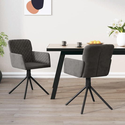 Sedie da Pranzo Girevoli 2 pz Grigio Scuro in Velluto | homemem39