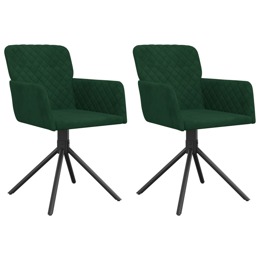 Sedie da Pranzo Girevoli 2 pz Verde Scuro in Velluto | homemem39