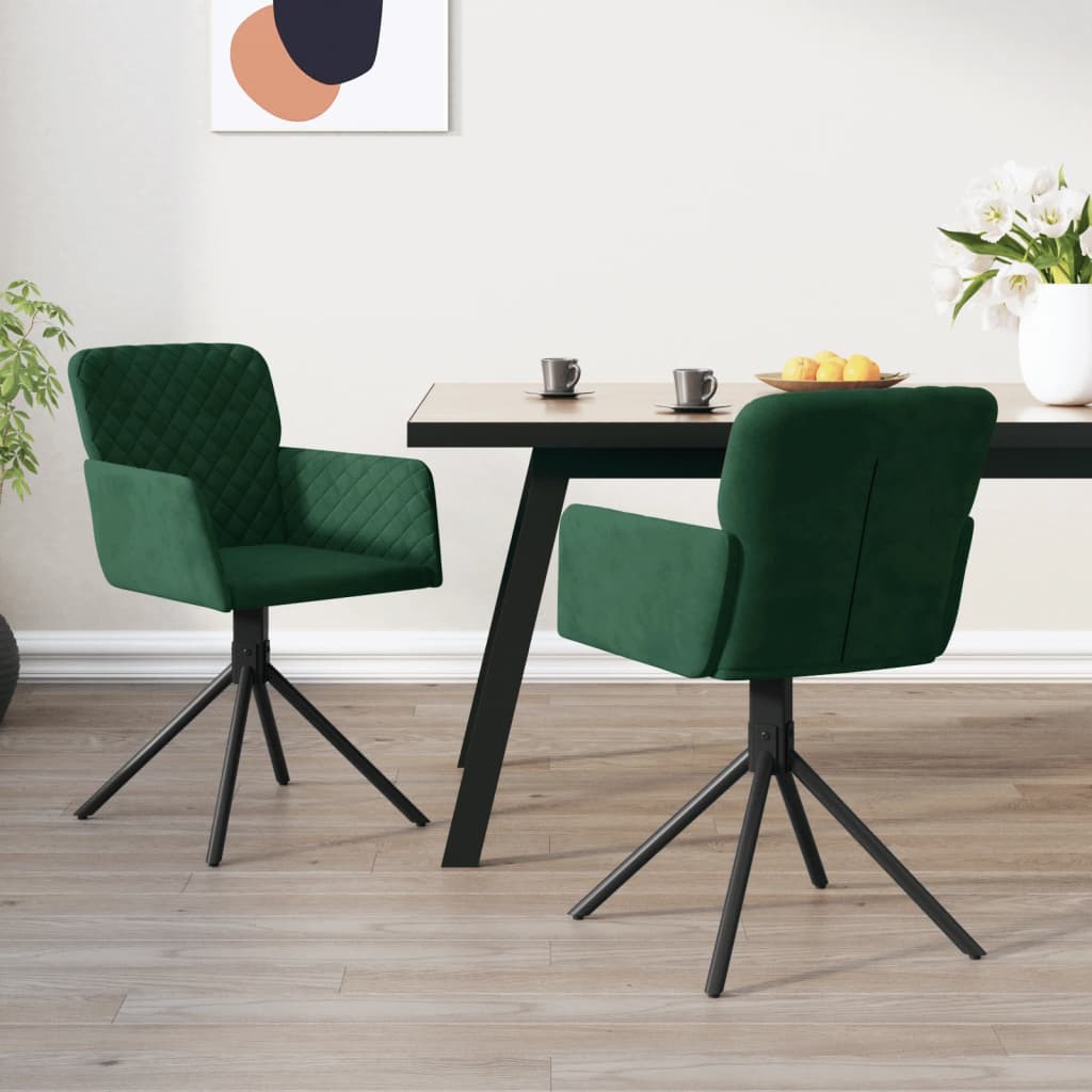 Sedie da Pranzo Girevoli 2 pz Verde Scuro in Velluto | homemem39
