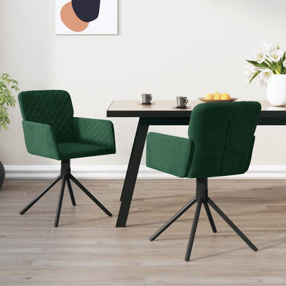 Sedie da Pranzo Girevoli 2 pz Verde Scuro in Velluto | homemem39