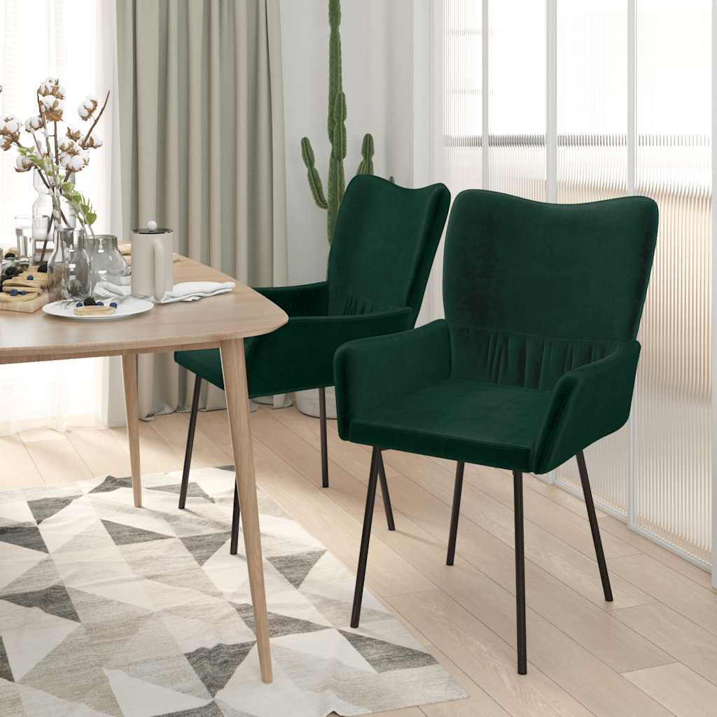 Sedie da Pranzo 2 pz Verde Scuro in Velluto | homemem39