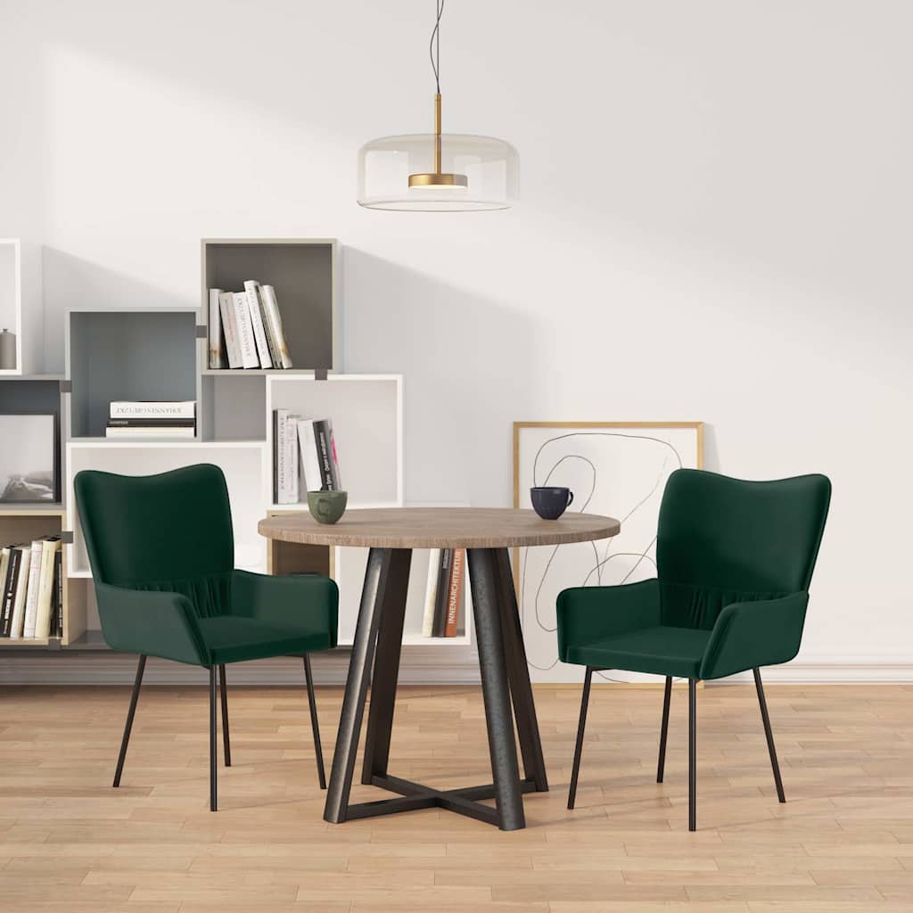 Sedie da Pranzo 2 pz Verde Scuro in Velluto | homemem39