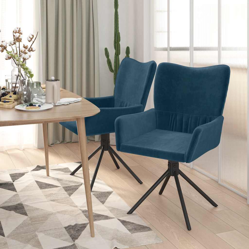 Sedie da Pranzo Girevoli 2 pz Blu in Velluto | homemem39
