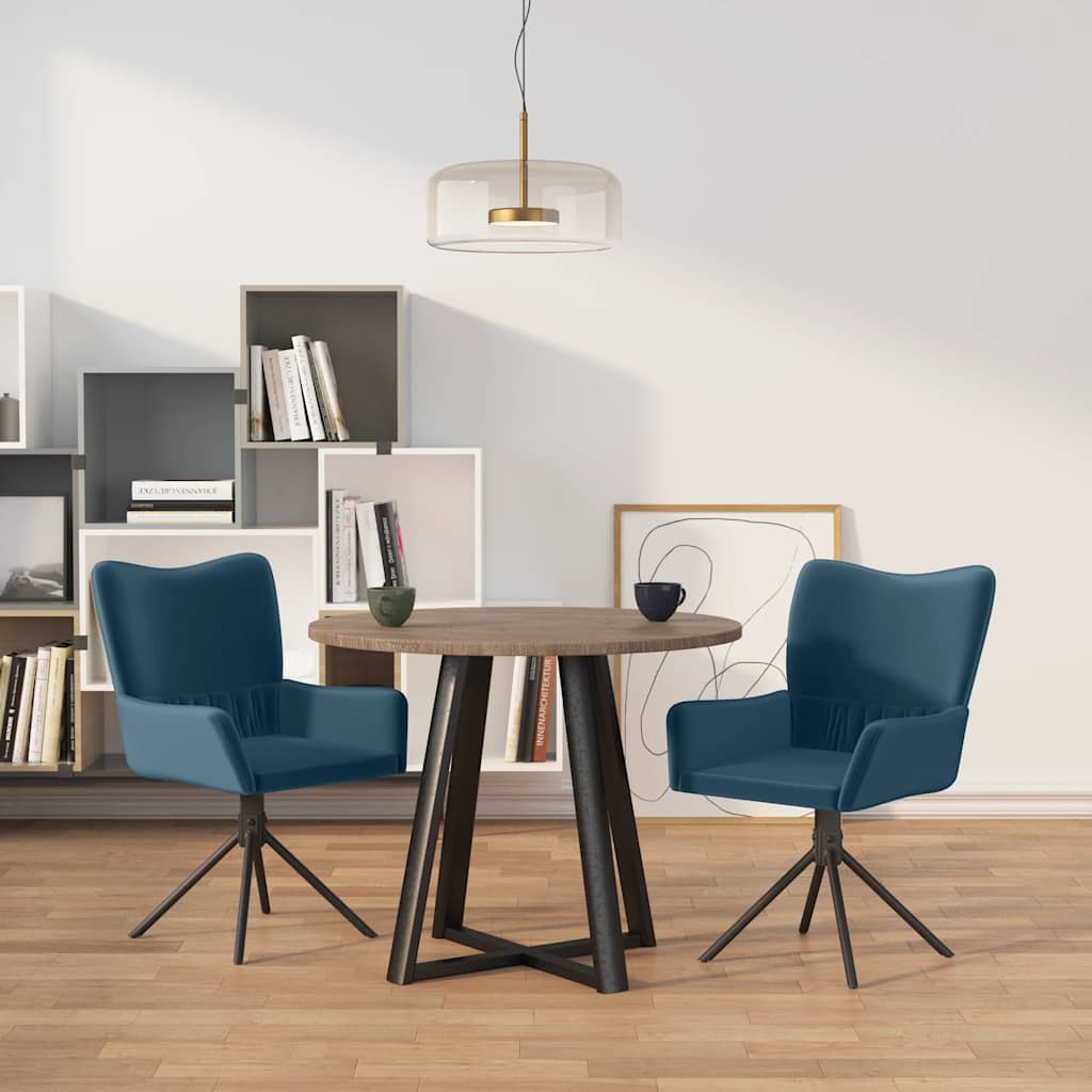 Sedie da Pranzo Girevoli 2 pz Blu in Velluto | homemem39