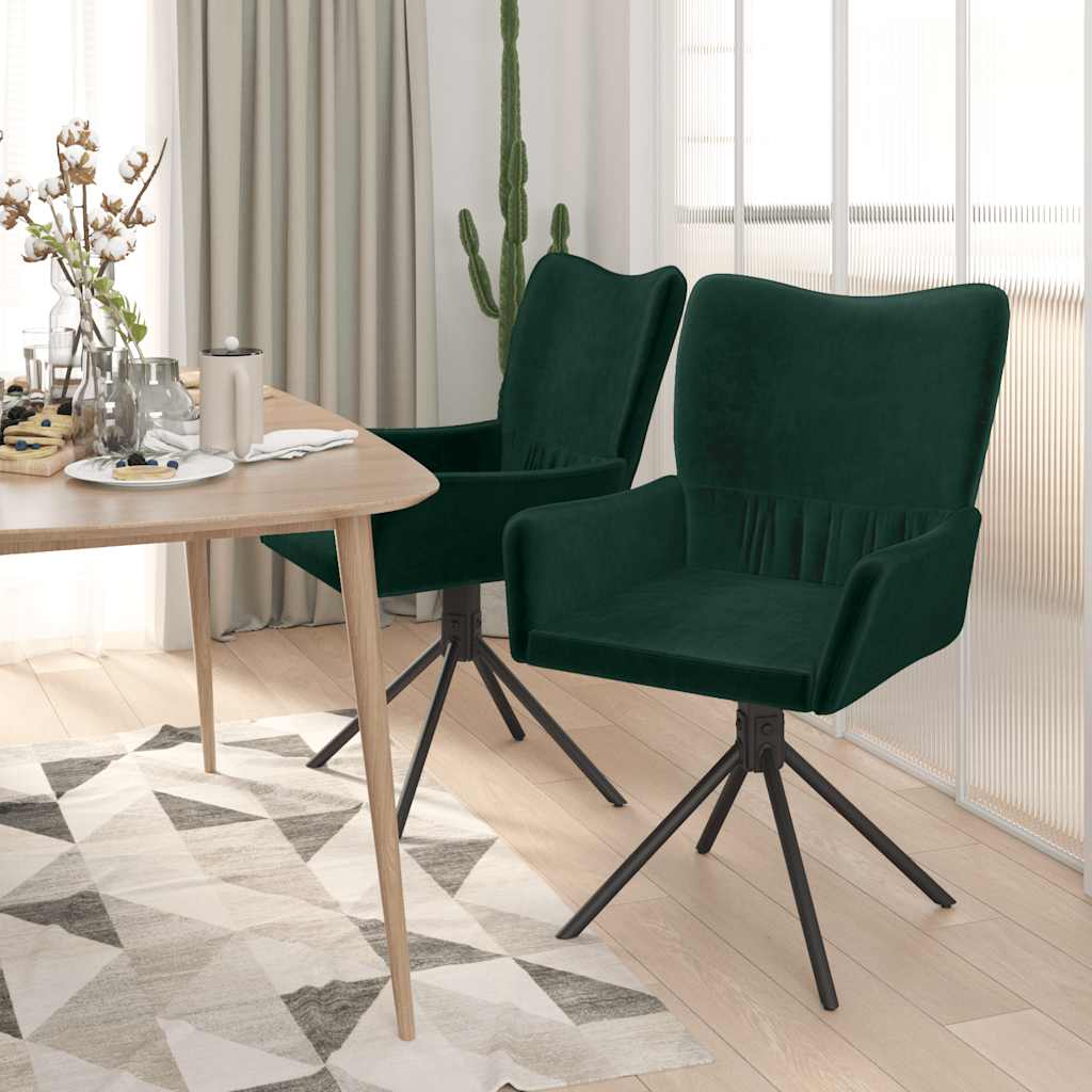 Sedie da Pranzo Girevoli 2 pz Verde Scuro in Velluto | homemem39