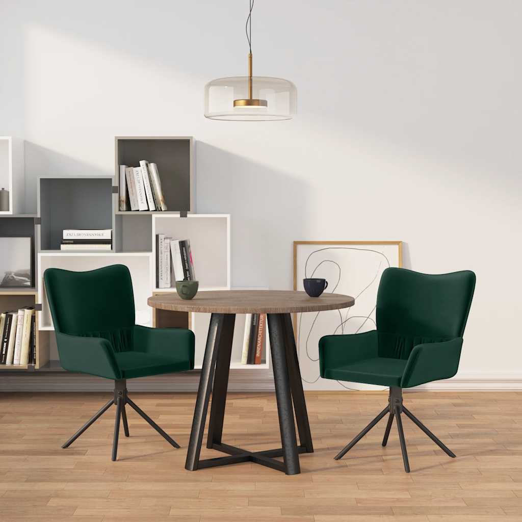 Sedie da Pranzo Girevoli 2 pz Verde Scuro in Velluto | homemem39