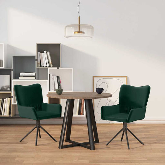 Sedie da Pranzo Girevoli 2 pz Verde Scuro in Velluto | homemem39